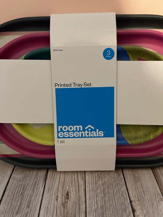 Room Essentials 3-Piece Printed Bamboo Melamine Tray Set - Picture 4 of 5